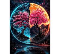 KEYIFA Vida Árbol Pintar por Numeros Adultos, Paint by Number Kits con Pinceles y Pigmento Acrílico, DIY Pintura al óleo Colorear Lienzo Manualidades, Decoración del Hogar 30x40cm