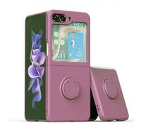 Keyihan Funda Compatible con Samsung Galaxy Z Flip 5 con Anillo Soporte Giratorio 360°, Suave Slim Case con Cuerda Lanyard, Silicona Líquida Carcasa Phone con Forro de Microfibra (Púrpura de Cerezo)
