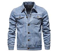 KeYIlowys Chaqueta Vaquera para Hombre de Primavera y otoño Chaqueta Ajustada Informal de algodón Chaqueta Vaquera para Hombre Ropa para Hombre