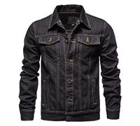 KeYIlowys Chaqueta Vaquera para Hombre de Primavera y otoño Chaqueta Ajustada Informal de algodón Chaqueta Vaquera para Hombre Ropa para Hombre