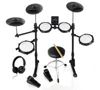 KEYIVOX MT20C - Batería electrónica con 4 almohadillas de malla, 150 sonidos, 30 canciones, 15 kits, USB MIDI, auriculares, tronos, palos, pedales para principiantes, adultos, uso doméstico