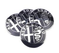 KEYLEON 4 Piezas Tapacubos Centrales Llantas Adhesivo para Alfa Romeo Giulia Stelvio Sportiva Mito Giulietta 56MM, Llantas Tapacubos Decoración de Llantas de Automóvil,Black