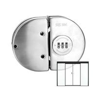 Keyless Double Glass Door Password Lock | Drill-Free Mechanical Code Lock For Framed & Frameless Double Swing Glass Doors | Stainless Steel Brushed Black Security Ļock For Shop Store Home Commercial U