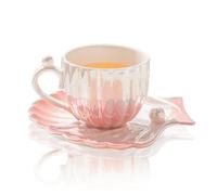 KEYLINK Taza de café de cerámica exquisita taza de concha, taza de té de la tarde de moda para regalo de cumpleaños (rosa)