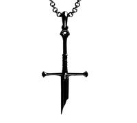 KeyoGoS Colgante de Espada Rota Chapado en Plata, Collar Gótico de Caballero Samurái Para Hombres y Mujeres, Plata, No Es Una Piedra Preciosa