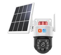 KEYQEEN Cámara Solar Tuya WiFi IP, cámara de Seguridad para el hogar PTZ de visión Nocturna 4K 8MP para Exteriores detección de Movimiento PIR vigilancia de Audio bidireccional,8mp
