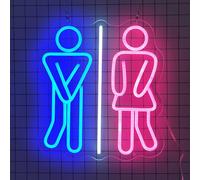 KEYQEEN Cartel de neón para baño, Letrero LED de neón Regulable con alimentación USB para la Entrada del baño de Tiendas y Bares, decoración de Pared para aseos,Male Left,36x32cm