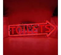 KEYQEEN Letrero de neón con Flecha apuntando a la Derecha para el baño, letreros de neón LED USB Regulables para decoración de Paredes de baños de Tiendas y centros comerciales,Rojo,45x18cm