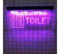 KEYQEEN Letrero de neón de Aseo, baños de 10 Colores de atenuación de Luces de neón LED para Colgar en la Pared de decoración 3D Tallado Signos Luminosos,40x20cm