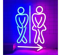 KEYQEEN Letrero de neón LED con Punta de Flecha de Inodoro a la Derecha, Luces de neón de baño de WC Personalizadas, decoración de iluminación Colgante de Pared Regulable,40x28cm