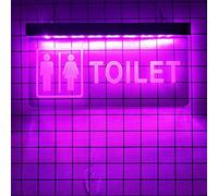 KEYQEEN Letrero de neón LED para Inodoro Unisex Personalizado, Luces de neón 3D para decoración de Pared de Entrada de baño, Luces nocturnas, 30x15cm,Rosado