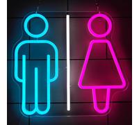 KEYQEEN Letrero de neón para Inodoro, Luces de neón para baño con regulador de Intensidad de 10 Niveles, decoración de Pared de baño alimentada por USB, Luces nocturnas LED,Male Left,36x32cm