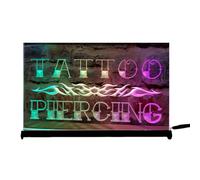 KEYQEEN Letrero de neón para salón de Belleza, Luces de neón LED con atenuación RGB de App para decoración de Tienda de Tatuajes, Letrero Luminoso USB de pie de Escritorio,Tattoo Piercing,30x20cm