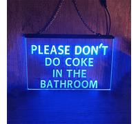 KEYQEEN Please Don't Do Coke In The Bathroom Letrero de neón, Luces de neón LED USB Personalizadas para Regalos de decoración de Paredes de baño,Azul,30x20cm