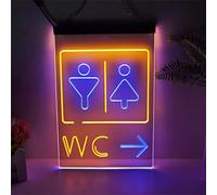 KEYQEEN Señal de Flecha de WC a la Derecha, Letrero de neón LED, decoración de Pared de baño, Luces de neón de atenuación USB, Letrero Luminoso acrílico,Blue Orange,30x40cm
