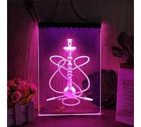 KEYQEEN Señal de neón LED de Barra Shisha, decoración de Pared de Tienda de cachimba, atenuación remota RGB, Luces de neón USB, Luces nocturnas, señal Luminosa,40x30cm