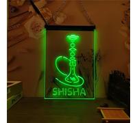 KEYQEEN Shisha Shop Letrero de neón LED, Luces de neón talladas en 3D para Negocios, cachimba, Bar, Club, Fiesta, decoración de Pared, letreros Luminosos USB,Verde,60x40cm