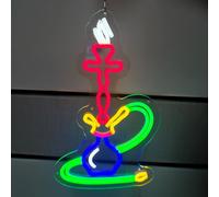 KEYQEEN Shisha Shop Letrero de neón para decoración de Pared, narguile Bar Pipa de Agua Cueva de Hombre Señales de Luces de neón LED USB Regulables,45x27cm