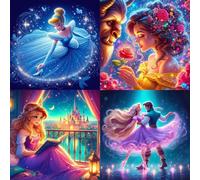 KEYRANKE Paquete de 2 kits de pintura de diamantes para adultos, kit de arte de princesa 5D con diamantes redondos de taladro completo para principiantes, pinturas de gemas, arte para decoración de