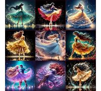 KEYRANKE Paquete de 9 kits de arte de diamantes de Disney para adultos y niños, kits de pintura de diamantes de princesa con cruz de taladro completo brillante bordado de diamantes para decoración de