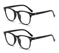 KEYRI 2 Pares Gafas de Bloqueo Luz Azul Hombre y Mujer, Gafas con Filtro de Luz Azul sin Graduar Gafas Filtro para Ordenador Gaming y Lectura (Negro)