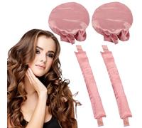 KEYRI 2 Piezas Rizador Pelo Sin Calor Varilla Para Rizar Sin Heatless Hair Curlers Calo Lazy Curler Set Diadema Con Rulos Pelo Rizadores de Seda Rulos Pelo para Dormir DIY Pelo Rizado (Rosa)