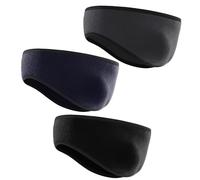 KEYRI 3 Piezas Cinta Pelo Deporte Orejera, Cinta Pelo Deporte Cinta Elastica Invierno Cinta Para Pelo Pañuelo Cabeza, Hombre Mujer Diadema de Pana Aire Libre Accesorios de Térmicos (Negro+Azul+Gris)