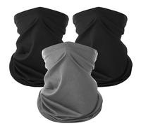 KEYRI 3 Piezas Pañuelo de Hombre Mujer Calentador de Cuello Braga Cuello Moto Mascarilla Multifuncional Deporte Calentador Pasamontañas Máscara de Esquí Ciclismo Senderismo Correr (2 Noirs + 1 Gris)