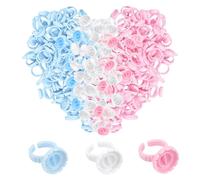KEYRI 300 Piezas Copas de Anillo de Pestañas Desechables Pigmento Soporte Plástico para maquillaje desechables herramienta de belleza para tatuajes extensiones de pestañas (Multicolor)