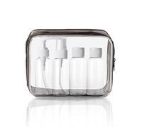 KEYRI 4 Pezzi 60ml Contenitori da Viaggio Bottigliette da Viaggio Set Neceser Transparente para Rellenar Viaje, a Prueba de Fugas, Juego de Viaje para cosméticos en avión (S, Negro)