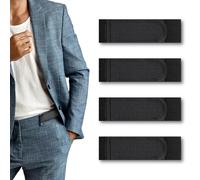 KEYRI 4 Piezas Cinturones Hombre, Cinturones sin Hebilla para Hombre Ajustable Invisible Cinturón Elástico Lateral sin Hebilla Unisex Cinturon Trabajo para Vaqueros y Trajes (Negro, L)
