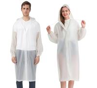KEYRI 4 Piezas EVA Impermeable Poncho para Viajes Chubasqueros Impermeable Reutilizable Impermeables Capa Lluvia Multifuncional (FR/ES, Letras, Talla única, Regular, Regular, Blanco)