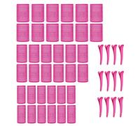 KEYRI 48 Piezas Bigudíes Pelo de Rulos y Clips de Rodillo Profesional de Autoadhesivas Bigudíes Pedazos Rulos para el Pelo Auto Agarre Rulos Pelo Grandes para Salon Corto Largo Rizos 45/35/25mm (Rosa)