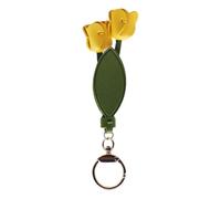 Keyring floral - de cuero 16x2.9 cm, colgante para bolso elegante, accesorio para soporte llave con floración decorativa | Bolso para mochila llaves de coche ornamento para mujeres r, amarillo