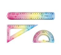 Keyroad Flexible Rainbow Deco Geometry Set, KR972278-Juego de geometría útil para Cada Estudiante: 3 Piezas: 1 Regla de 20 cm, triángulo de Dibujo de 18 cm, transportador de 10 cm, Multicolor