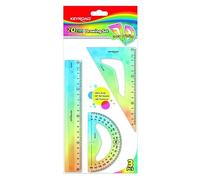 KEYROAD Juego de reglas geométricas pastel de 20 cm, transportador de 10 cm, juego cuadrado de 14 cm para estudiantes que dibujan y calculan colores se enviarán al azar