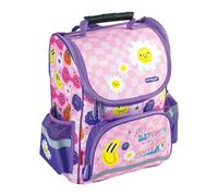 Keyroad Mochila premium para niños, mochila escolar, mochila escolar para niños y niñas, 38 x 28 x 18 cm/mochila ergonómica para escuela primaria con correa para el pecho/tema: morado sonrisa, morado