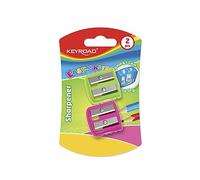 KEYROAD Sacapuntas ergonómico doble, 2 unidades, plástico, cuchillas de acero, lápices y lápices de colores, colores mezclados, para guardería, preescolar y escuela