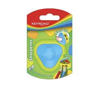 KEYROAD Sacapuntas ergonómico doble triangular con recipiente/1 pieza/de plástico/cuchillas de acero/de lápices y lápices de colores/blíster - colores mezclados