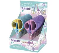 KEYROAD Tijeras escolares pastel/niños 15,5 cm / 24 unidades - paquete de 24 unidades/con cuchillas redondeadas/se caracterizan por un mango de plástico extremadamente duradero