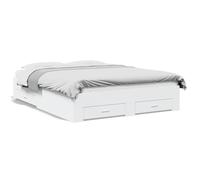 Keyroto Estructura de cama con cajones, color blanco, 160 x 200 cm, material de madera, cama familiar, marco de cama, cama doble, cama individual
