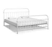 Keyroto Estructura de cama de metal blanco 180 × 200 cm, marco de cama, cama familiar, cama doble, cama individual