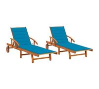 Keyroto Tumbonas de jardín de madera maciza de acacia, 2 unidades, para playa, tumbonas, tumbonas de jardín, tumbonas de jardín, tumbonas de jardín, tumbonas para balcón, jardín