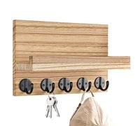 Keys Holder On Wall - Wooden Key Ring Hanger Rack with Shelf, Keeps Keys and Mail Organized in Entryway, Wall-Mounted Organizer for Hallway and Farmhouse Decor, Rustic Space Saving Design