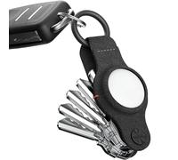 KeySmart Air - Cuero vegano- Soporte para AirTag, compatible con Apple AirTag, llavero organizador compacto de llaves, llavero para fijar el llavero del automóvil