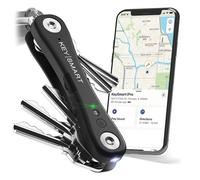 KeySmart iPro - Compatible con Apple Find My App - Find Your Lost Keys Smart Key Organizador de Llaves, Llavero compacto rastreable, linterna LED (hasta 14 llaves, negro)