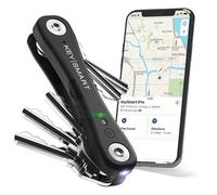 KeySmart iPro - Compatible con Apple Find My App - Find Your Lost Keys Smart Key Organizador de Llaves, Llavero compacto rastreable, linterna LED (hasta 14 llaves, negro)