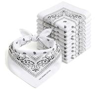 Keystone Peak KP Bandana Blanco - 100% Algodón & Fibra Natural - Pañuelo Cabeza Hombre y Mujer Sin Poliéster - Suave, Resistente & Lavable - Bandana Hombre y Mujer - Unisex & Niños - 10 Pack