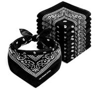Keystone Peak KP Bandana Negro - 100% Algodón & Fibra Natural - Pañuelo Cabeza Hombre y Mujer Sin Poliéster - Suave, Resistente & Lavable - Bandana Hombre y Mujer - Unisex & Niños - 10 Pack