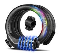 KEYSTP Cable de bloqueo de bicicleta, cable de acero de hasta 15 mm de grosor, combinación de 5 dígitos reajustable de alta seguridad, antirrobo, bloqueo de scooter con soporte de montaje para